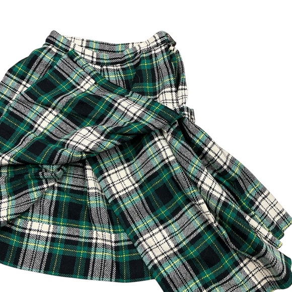 Vintage 1960s wool green plaid kilt style skirt Union made in the USA women's XS - Picture 5 of 6